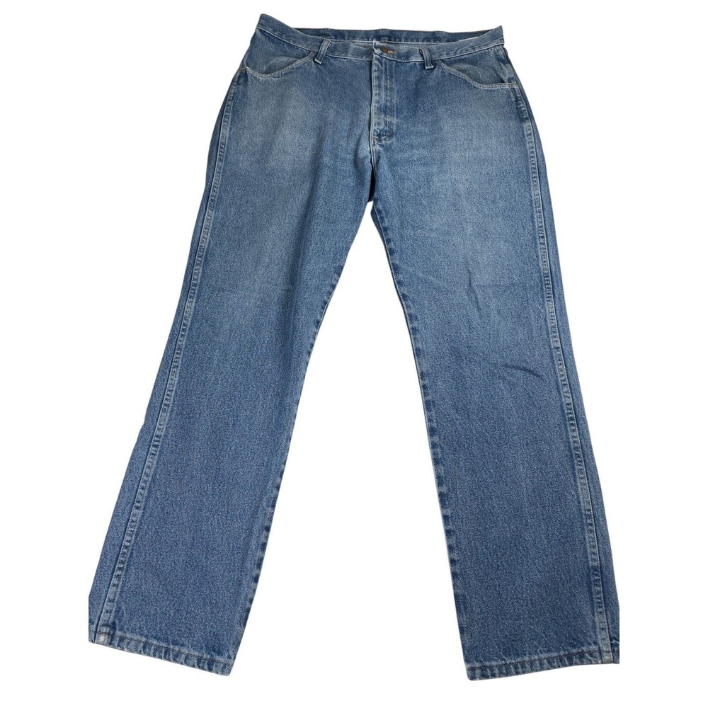 Rustler Jeans Men's 38 x‎ 32 Blue Denim Cotton 5-Pockets High-Rise Straight Leg